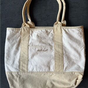 Aero Cream Canvas Tote Bag with brown logo
